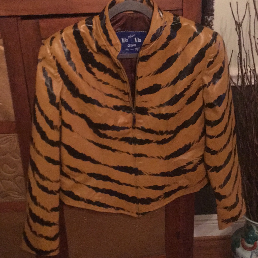 Via Blue Via Hand Painted Leather Jacket Via Blue Via Hand Painted Leather Jacket